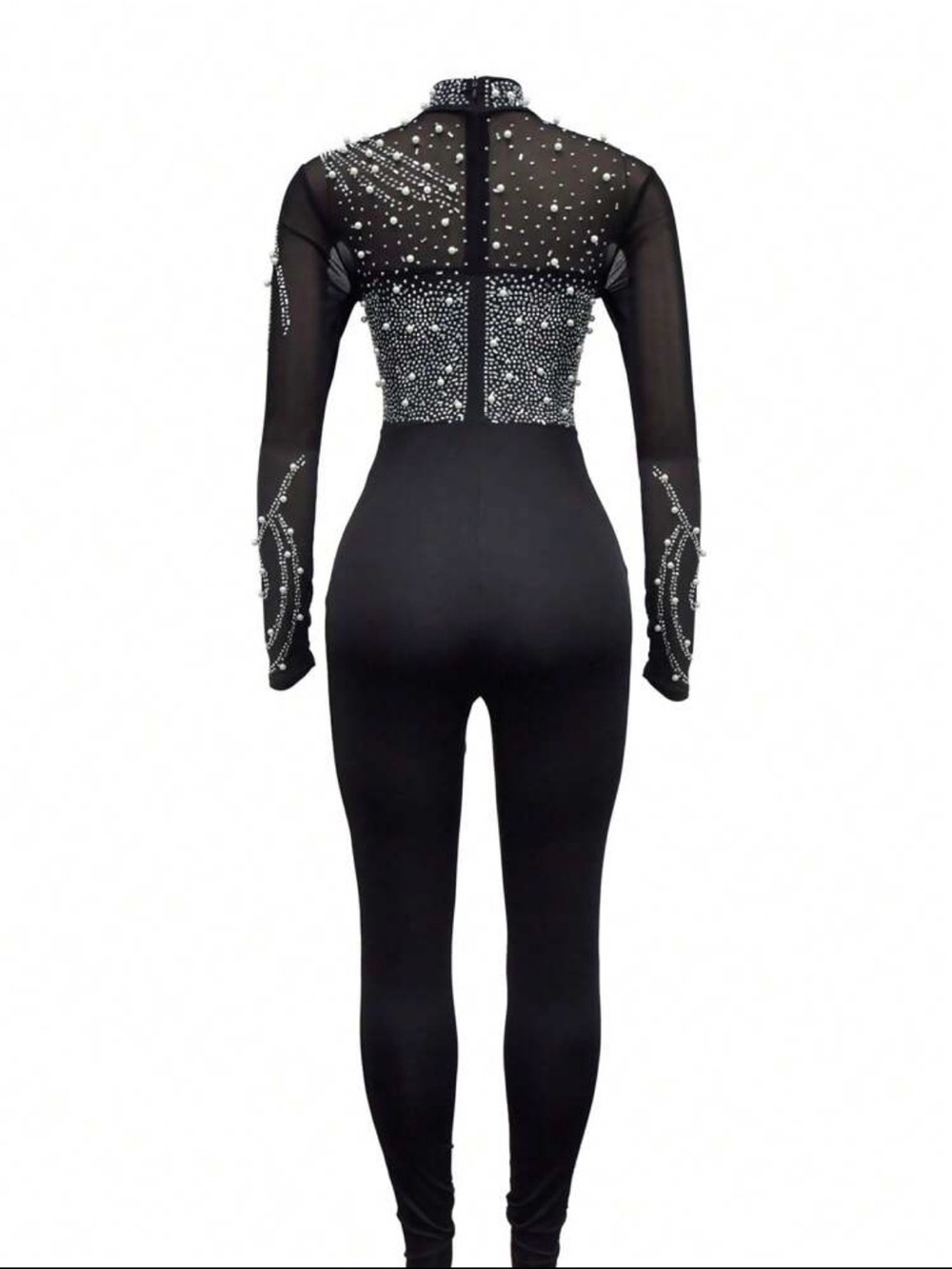 SHEIN Black Sequin Long-Sleeve Jumpsuit - Picture 6 of 6